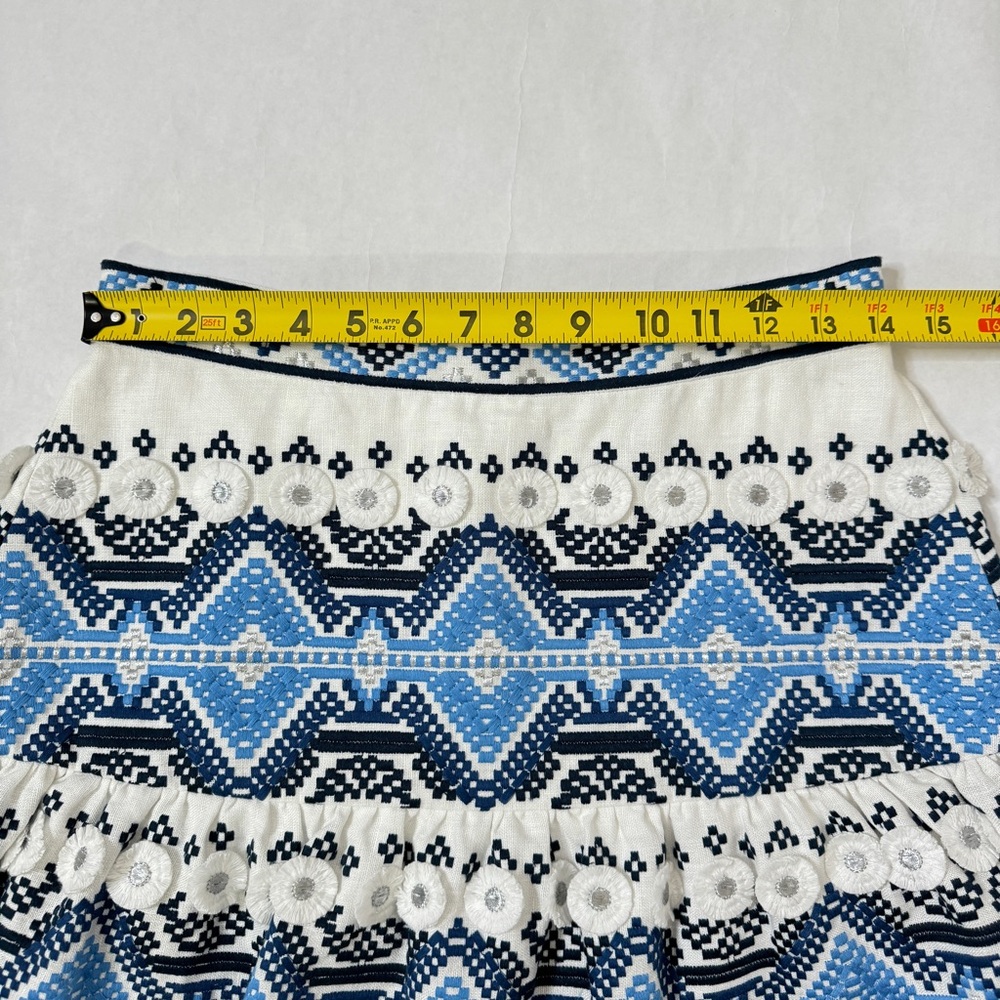 Alexis Embroidered Mini Skirt Lucille Western Scandi Boho Blue White SZ Medium - Picture 15 of 16